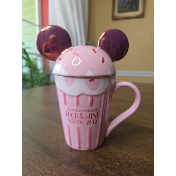 Disney Epcot Food & Wine Festival Pink Cupcake Mug 2019 Mickey Ears Mug NEW - Picture 4 of 16